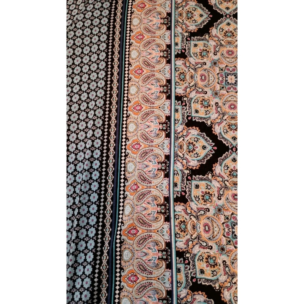 J Jill XL Paisley Tunic Dress Blue Boho Stretch Knit Long Sleeve - Picture 9 of 12